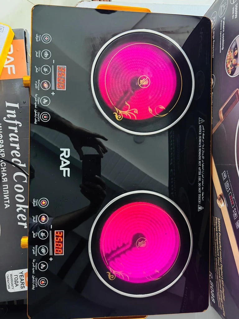 RAF Electric & solar Infrared Cooker R.8808 Double Burner 7000 Watts